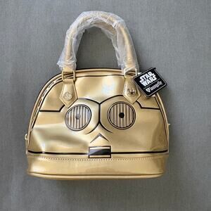 Loungefly Star Wars C-3PO Metallic Gold Mini Dome Bag New With Tags Dust Bag